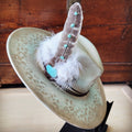 Hand-painted leopard boho western cowgirl hat and band in mint