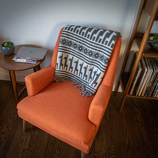 Peruvian alpaca throw with alpaca motif, view 5