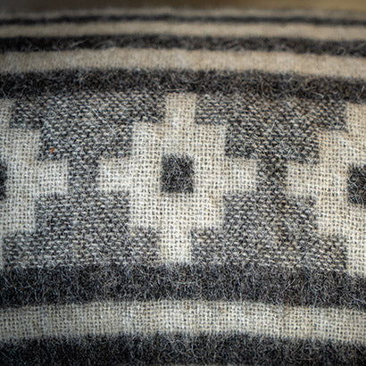 Peruvian alpaca throw with alpaca motif, view 3