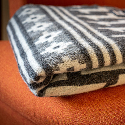 Peruvian alpaca throw with alpaca motif, view 4