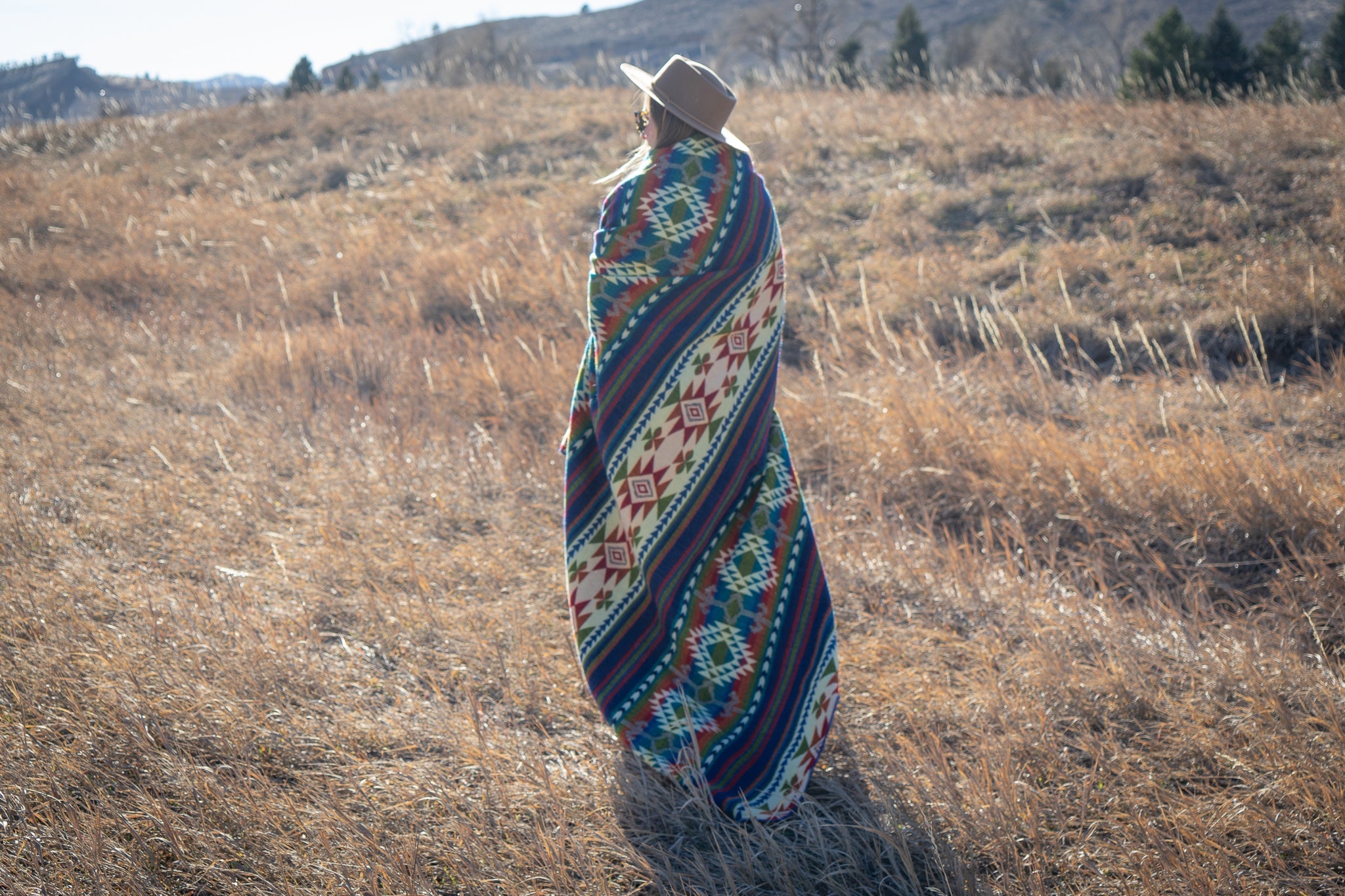 Bright multicolor vertical stripe alpaca blanket, view 5