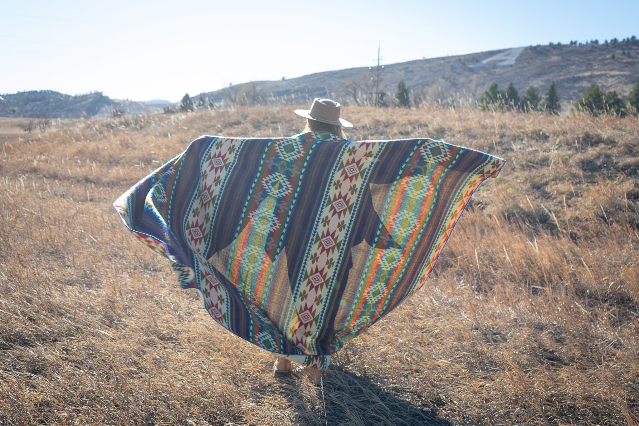 Bright multicolor vertical stripe alpaca blanket, view 8