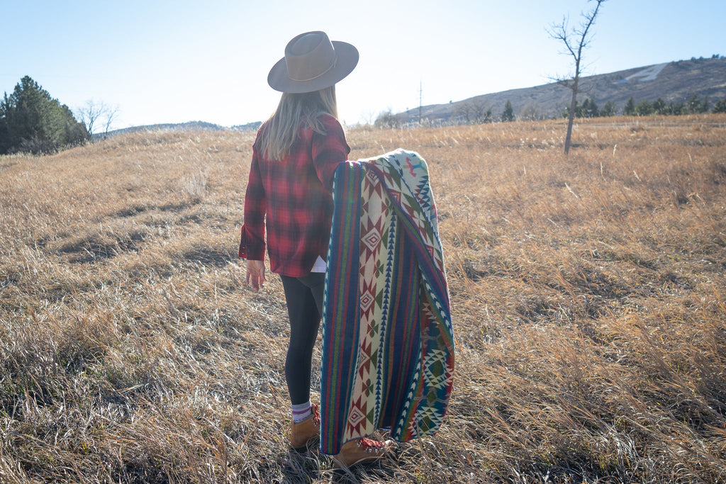 Bright multicolor vertical stripe alpaca blanket, view 9