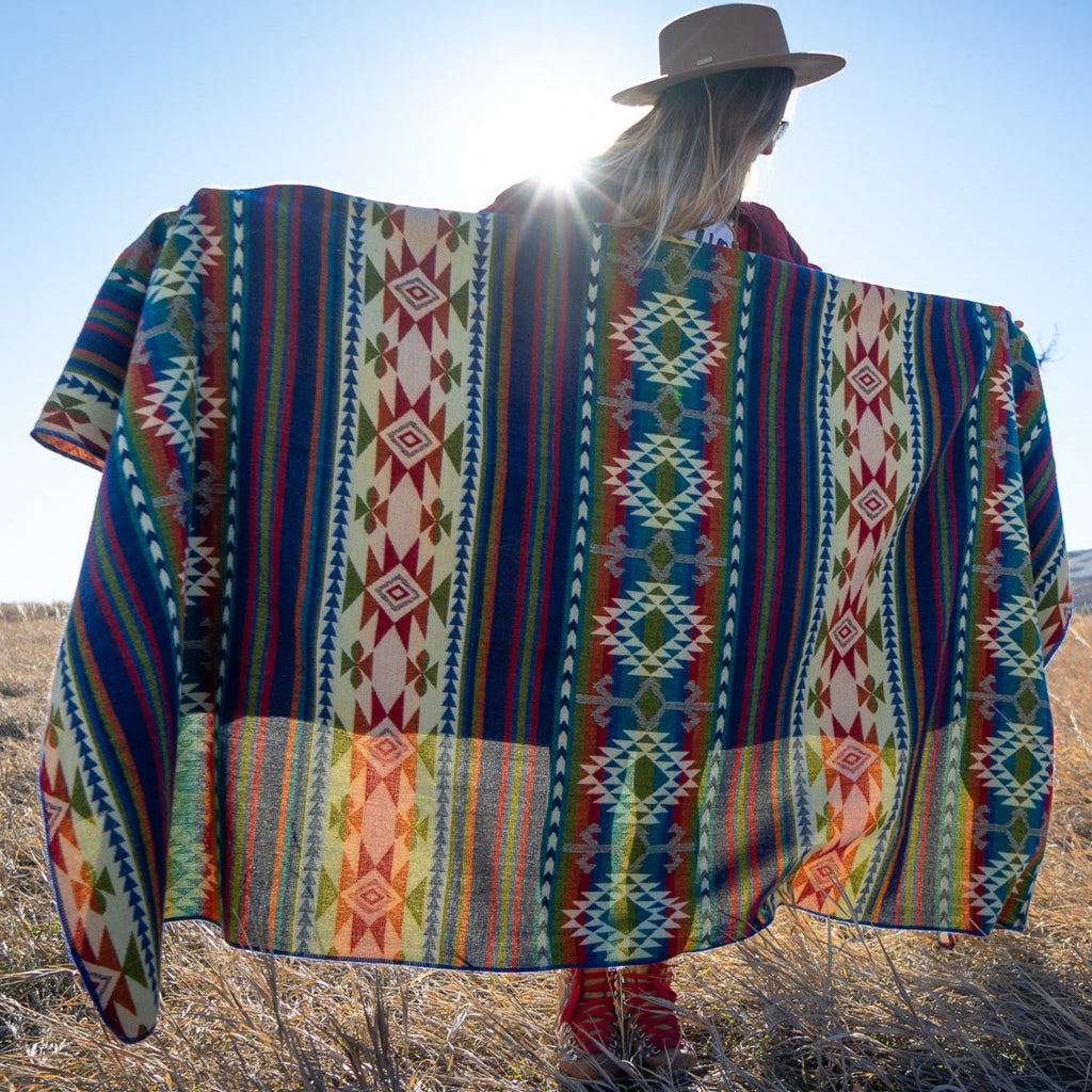 Bright multicolor vertical stripe alpaca blanket