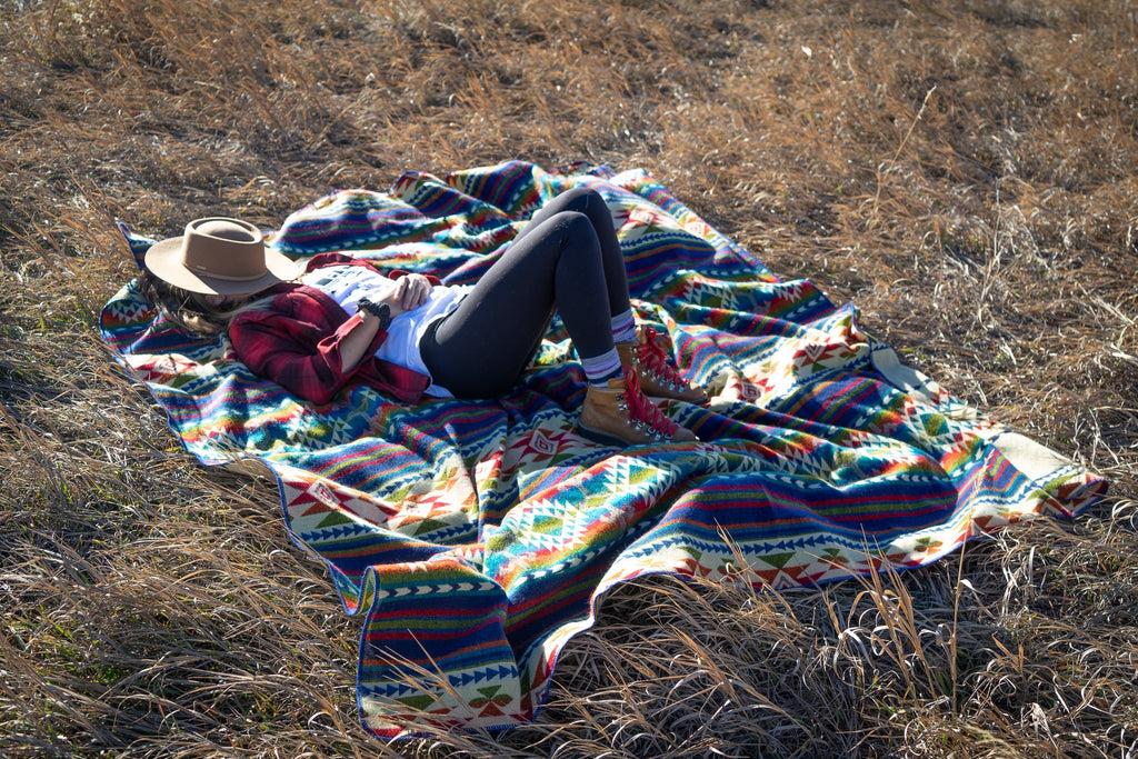 Bright multicolor vertical stripe alpaca blanket, view 15