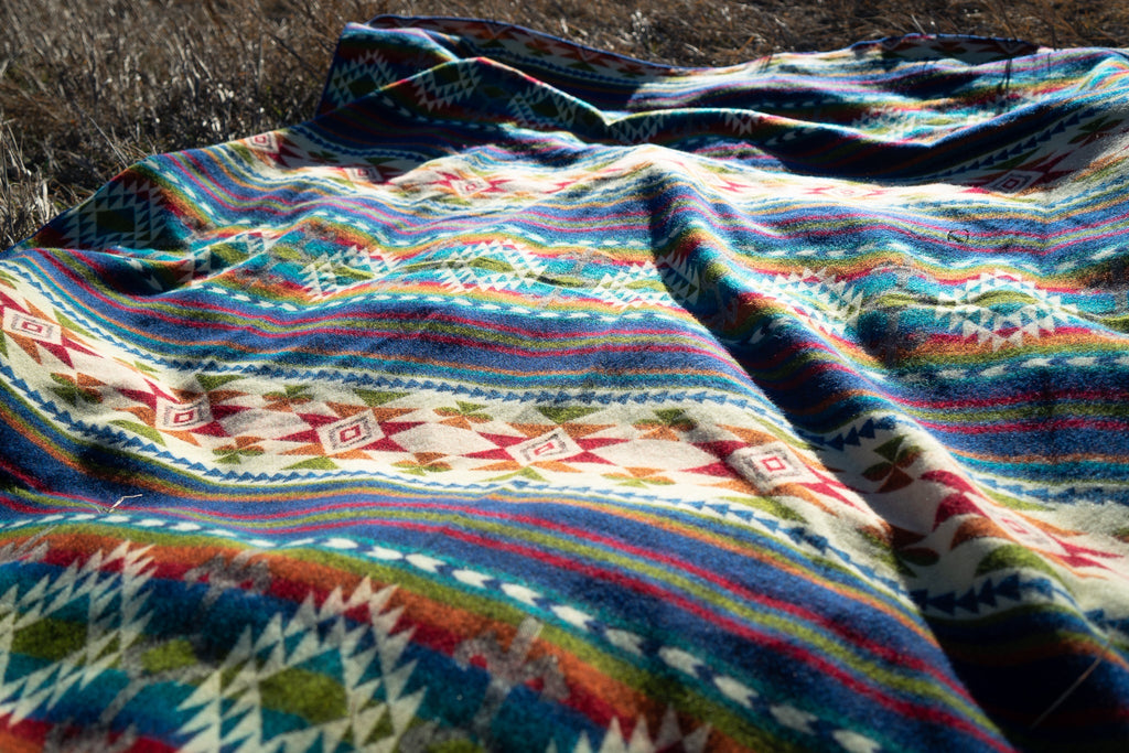 Bright multicolor vertical stripe alpaca blanket, view 16