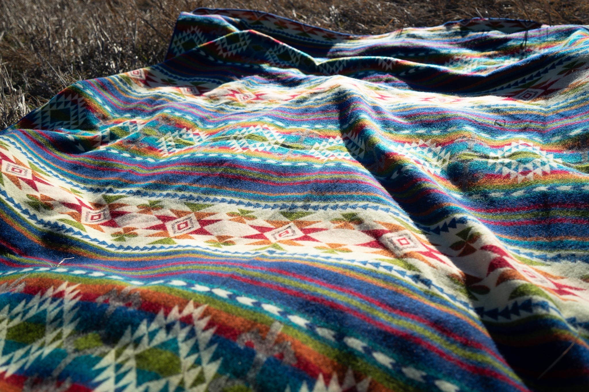 Bright multicolor vertical stripe alpaca blanket, view 16