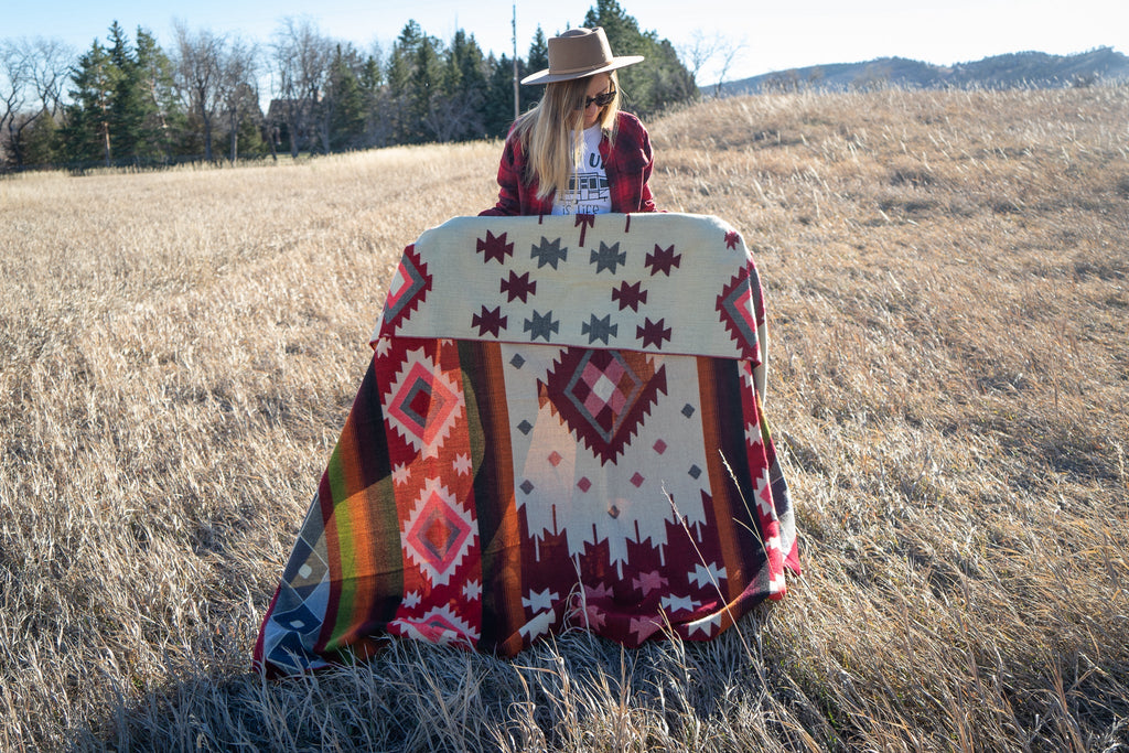 Deep wine and brick red diamond alpaca blanket, view 12