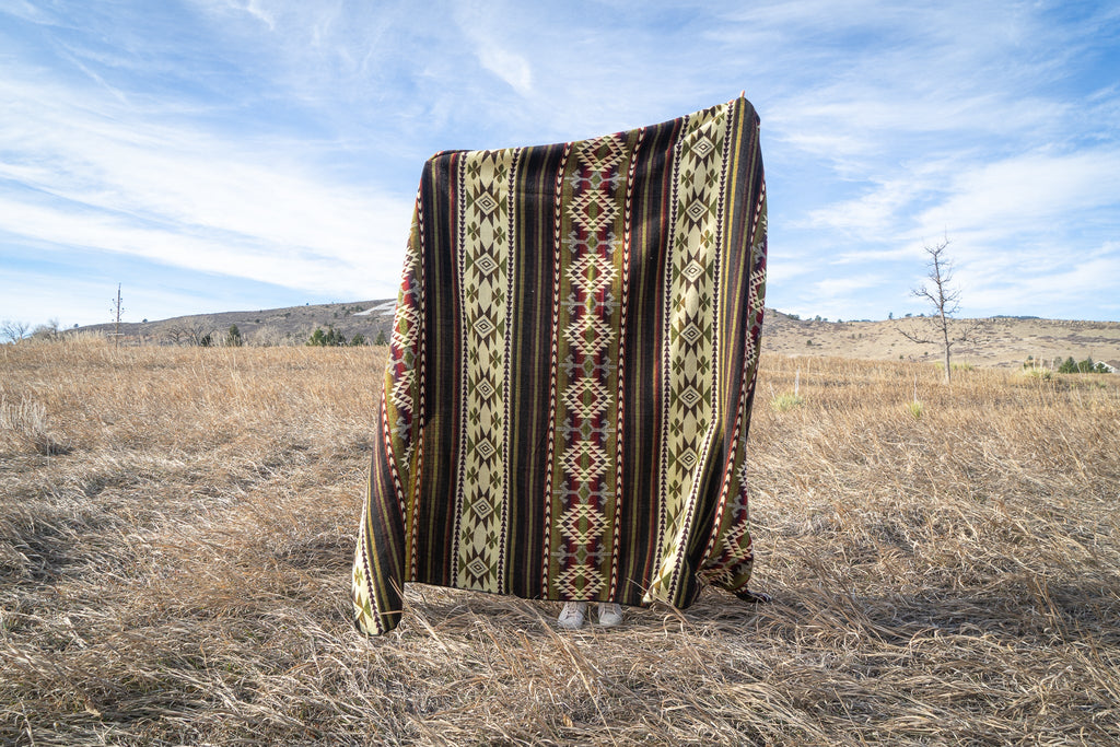 Dark brown, cream and wine geometric alpaca blanket, view 8