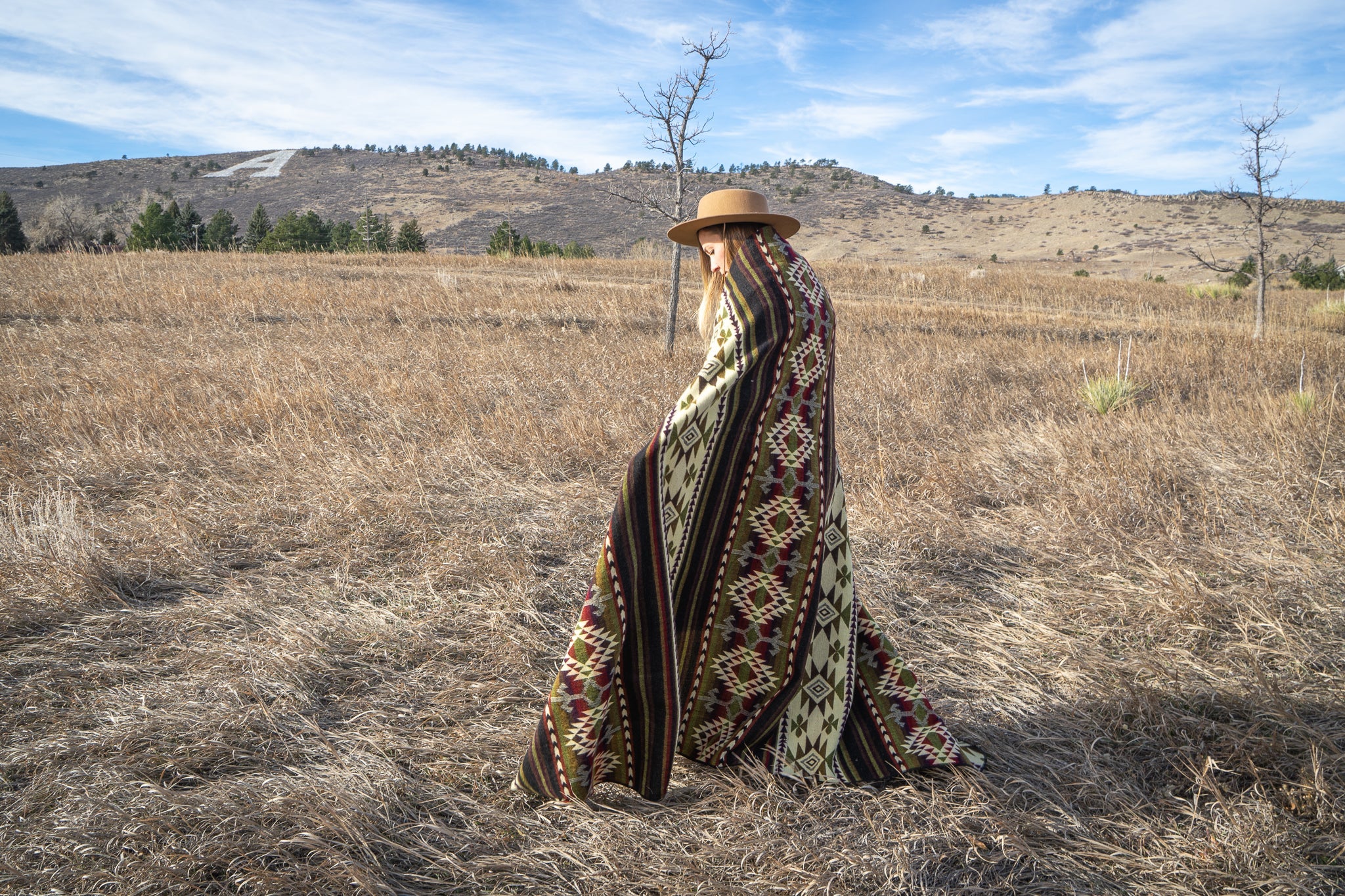 Dark brown, cream and wine geometric alpaca blanket, view 10