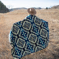 Deep teal blue chakana cross alpaca blanket