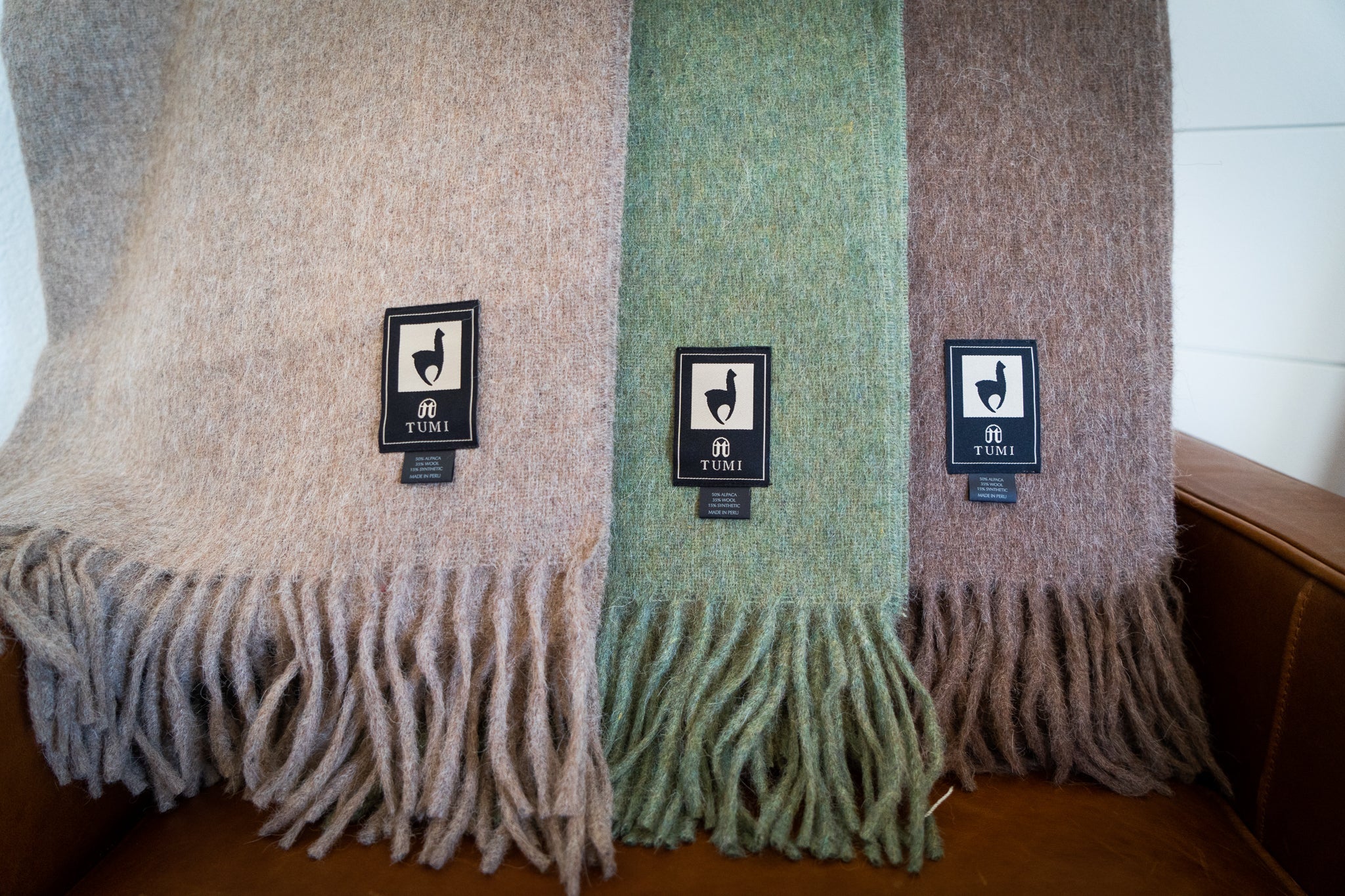 Solid color Peruvian alpaca fringe throw, view 8