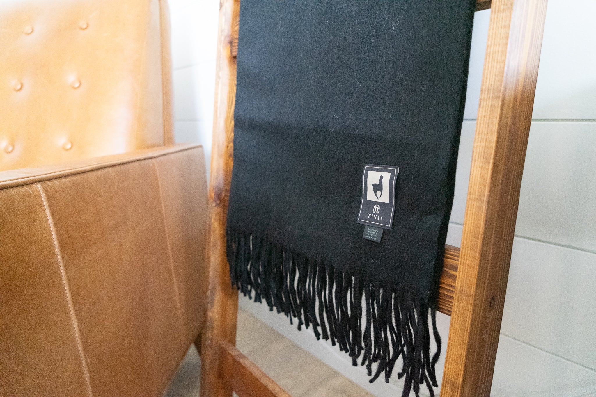 Solid color Peruvian alpaca fringe throw, view 18