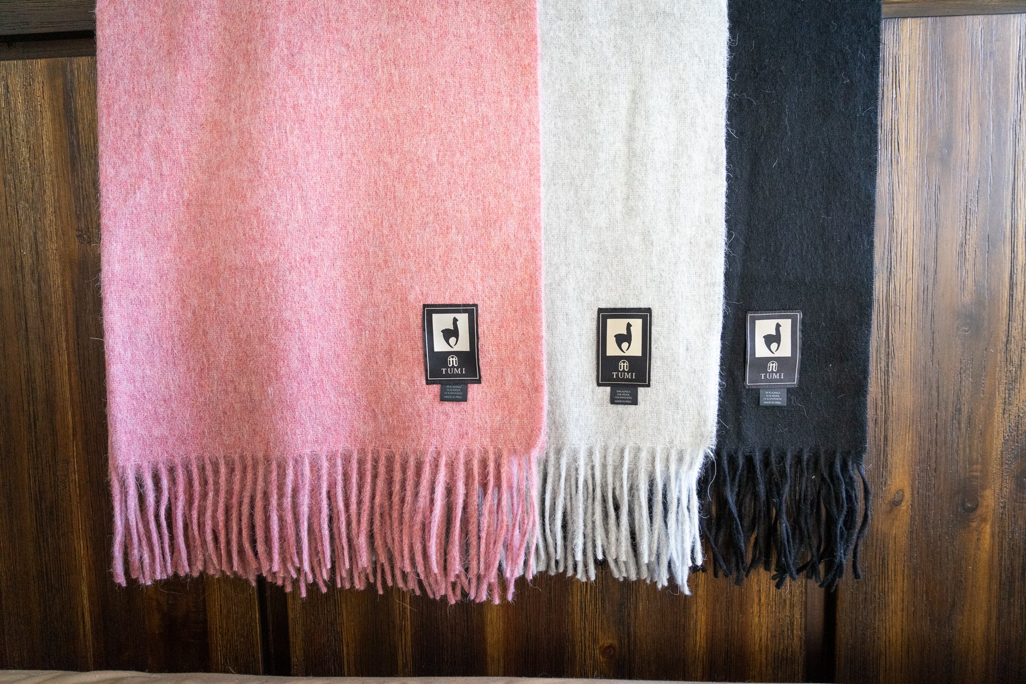 Solid color Peruvian alpaca fringe throw, view 9