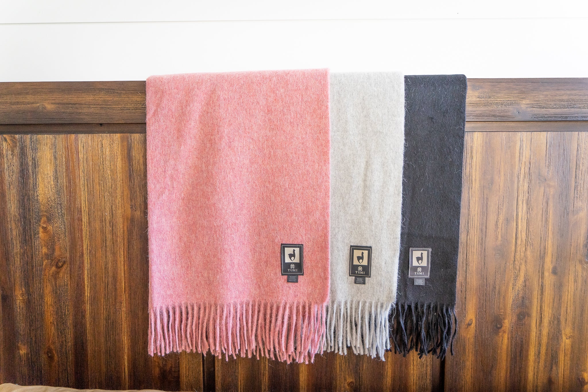 Solid color Peruvian alpaca fringe throw, view 13