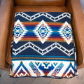 Navy, teal, rust and gold layered geometric alpaca blanket, view 11