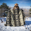 Black and cream monochrome geometric alpaca blanket