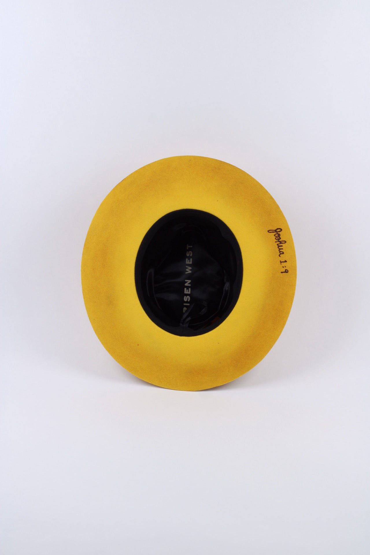 Yellow merino wool rancher hat, additional view