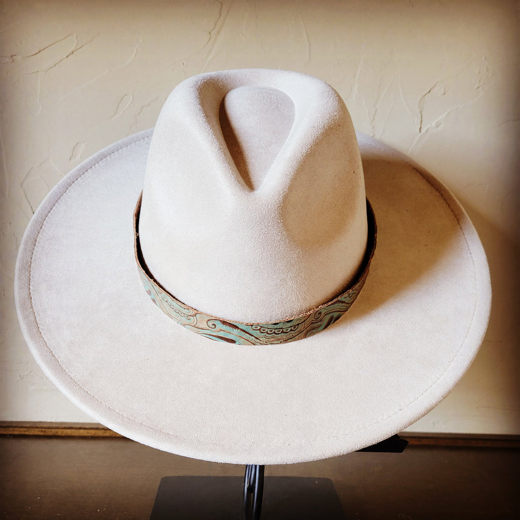 Napolis turquoise and brown leather hat band, additional view, view 3