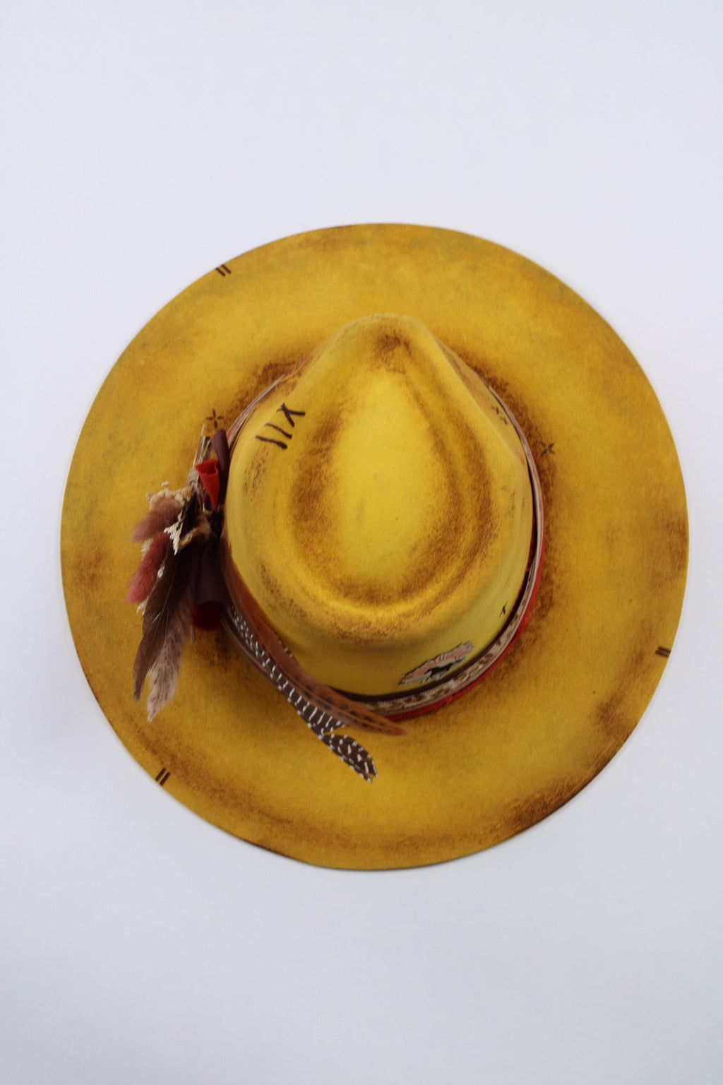 Yellow merino wool rancher hat, additional view