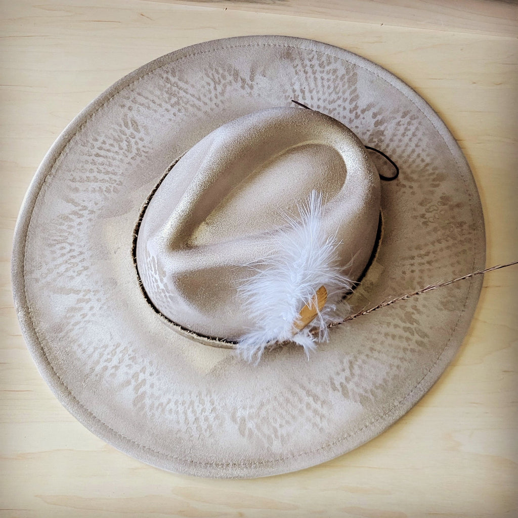Hand-Painted Python Boho Western Cowgirl Hat and Band in Gold