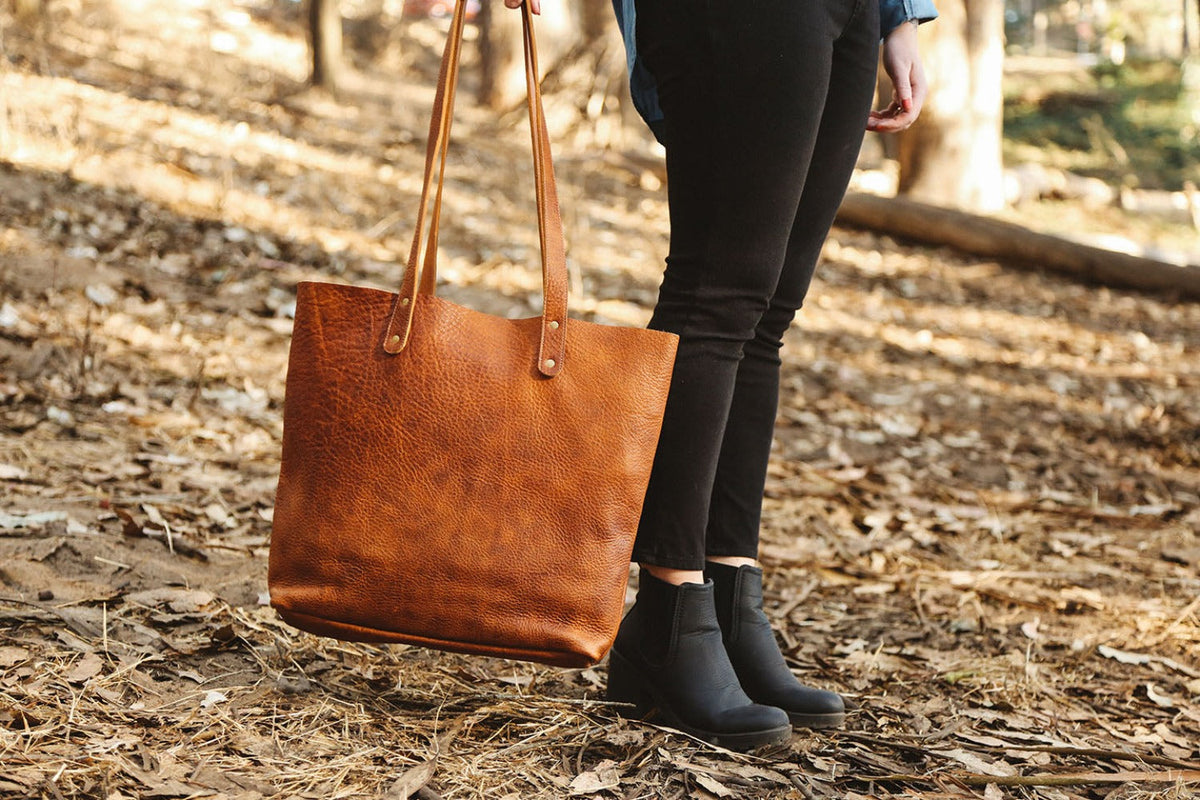 Fore Street full-grain leather tote bag, view 11