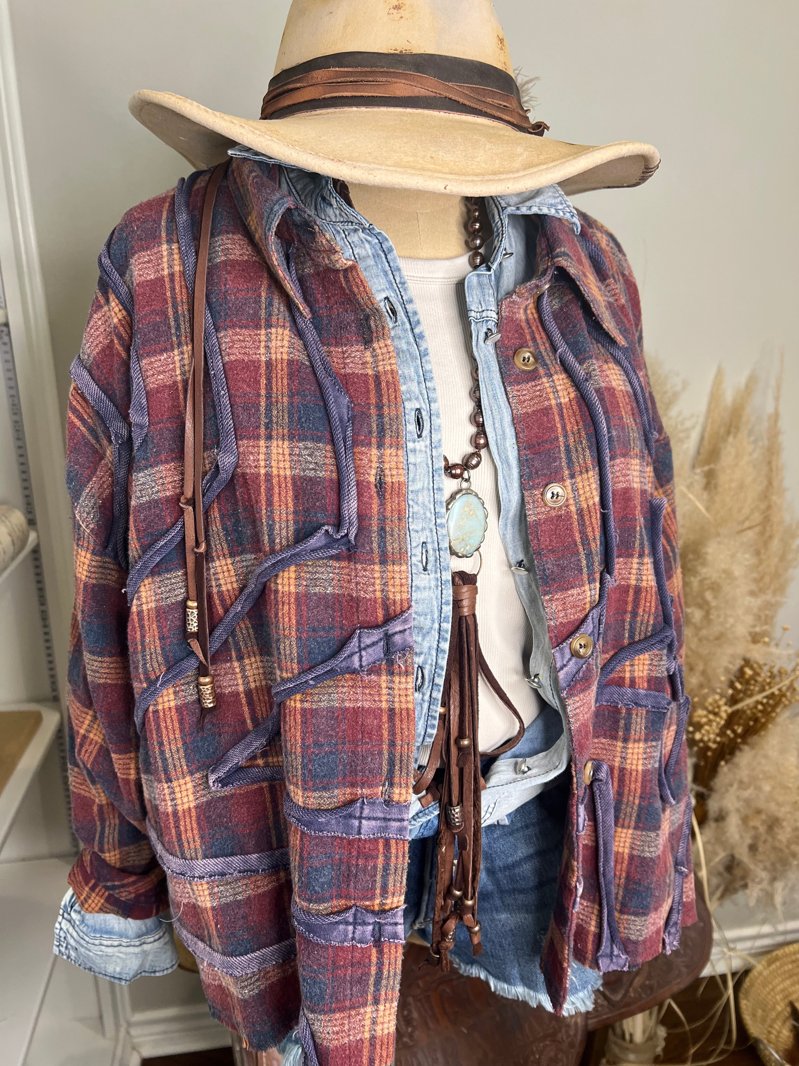 Cropped star flannel shirt, back view