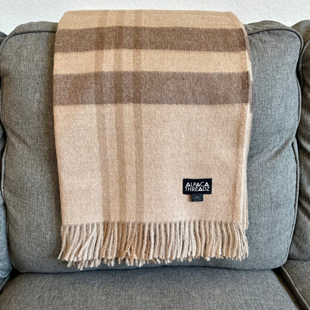 100% baby alpaca checkered throw, view 6
