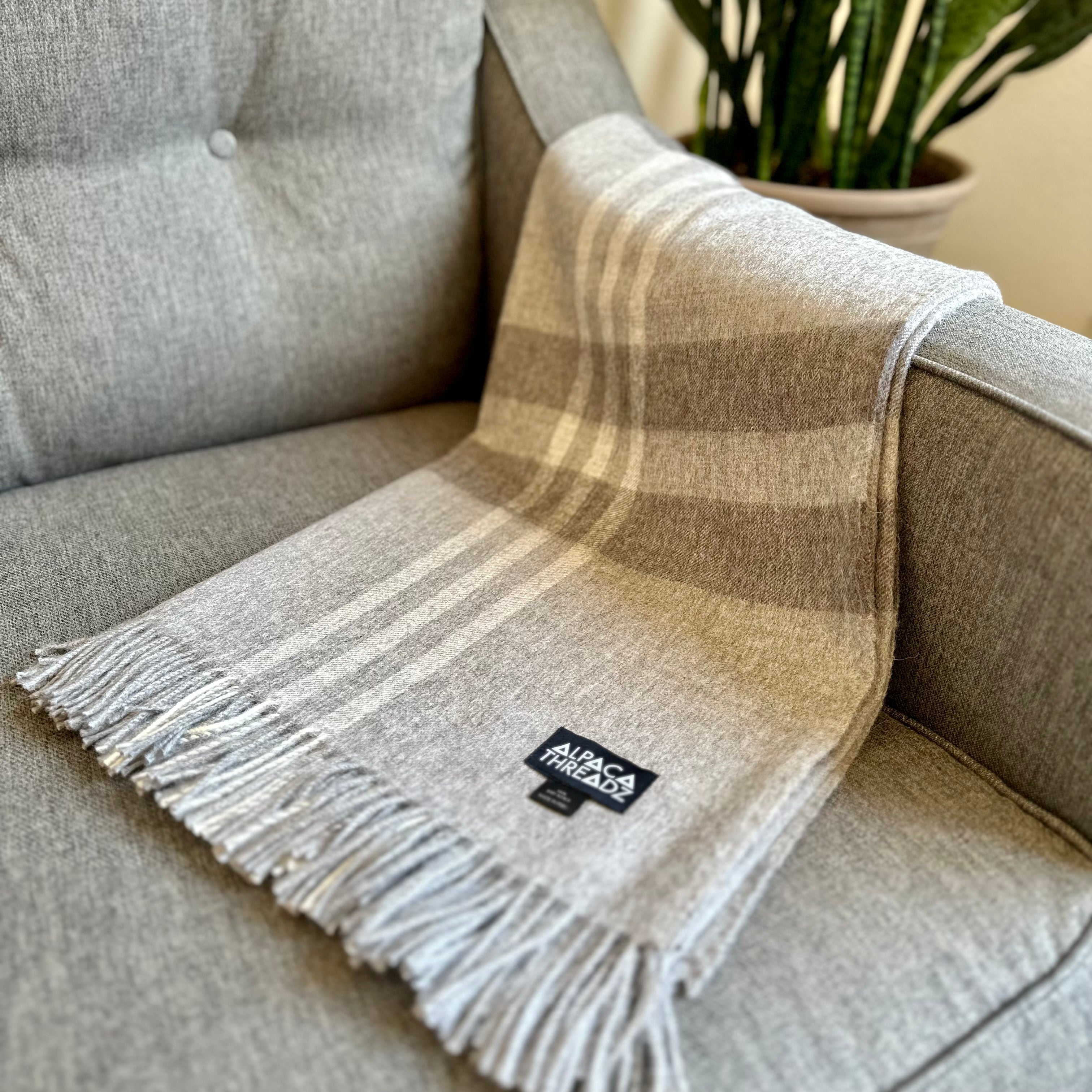 100% baby alpaca checkered throw, view 4
