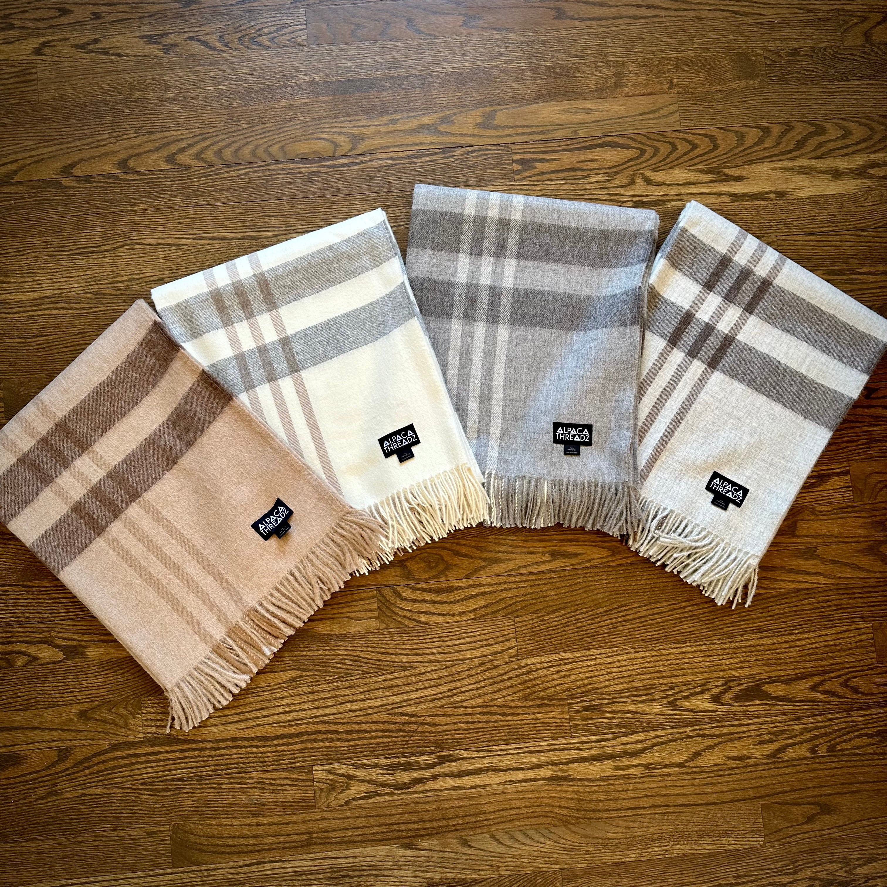 100% baby alpaca checkered throw