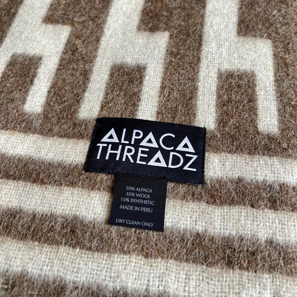 Peruvian alpaca throw with alpaca motif, view 8