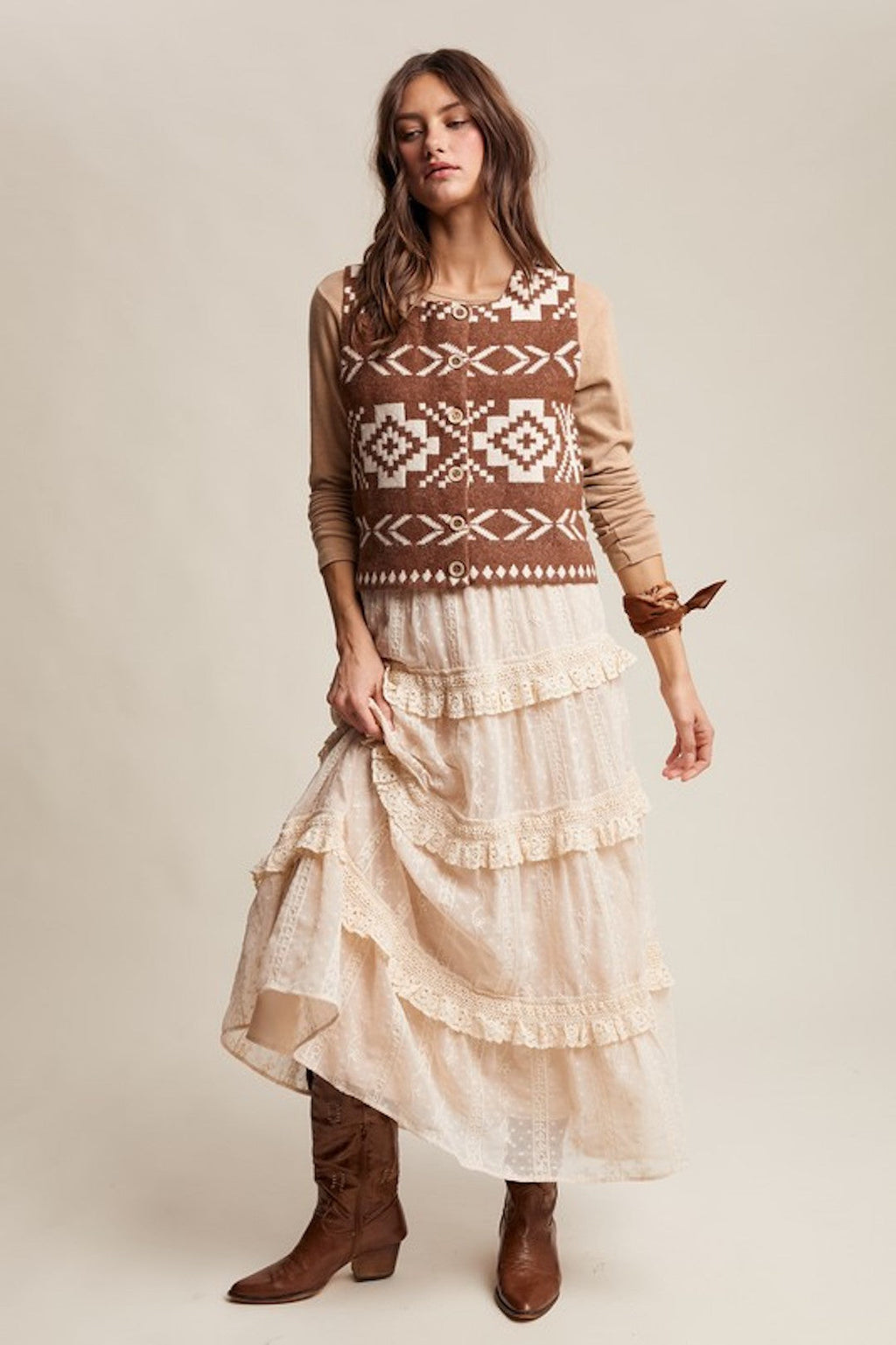 Jackson Hole southwestern knit vest, view 2