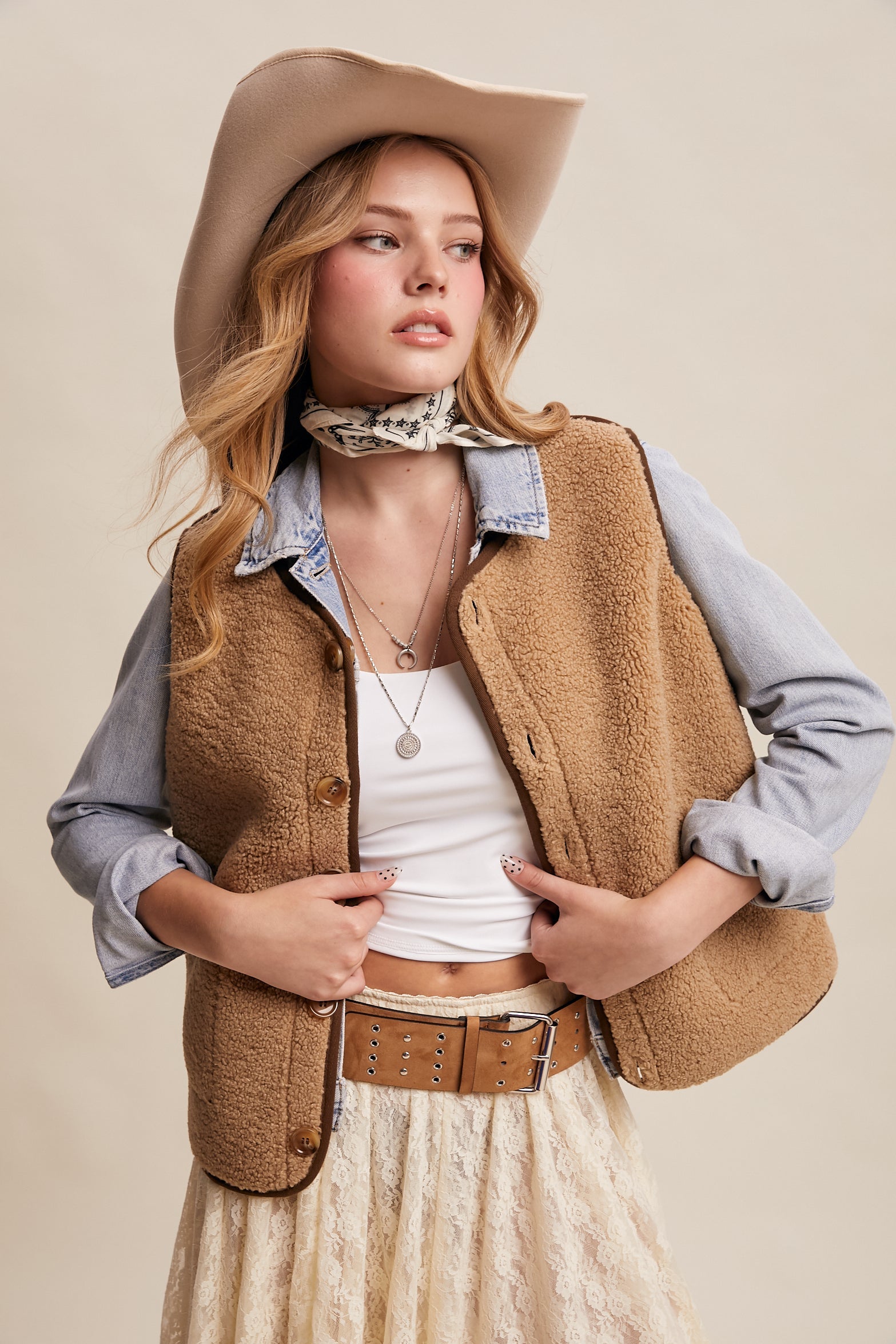Big Sky plaid sherpa vest, view 2