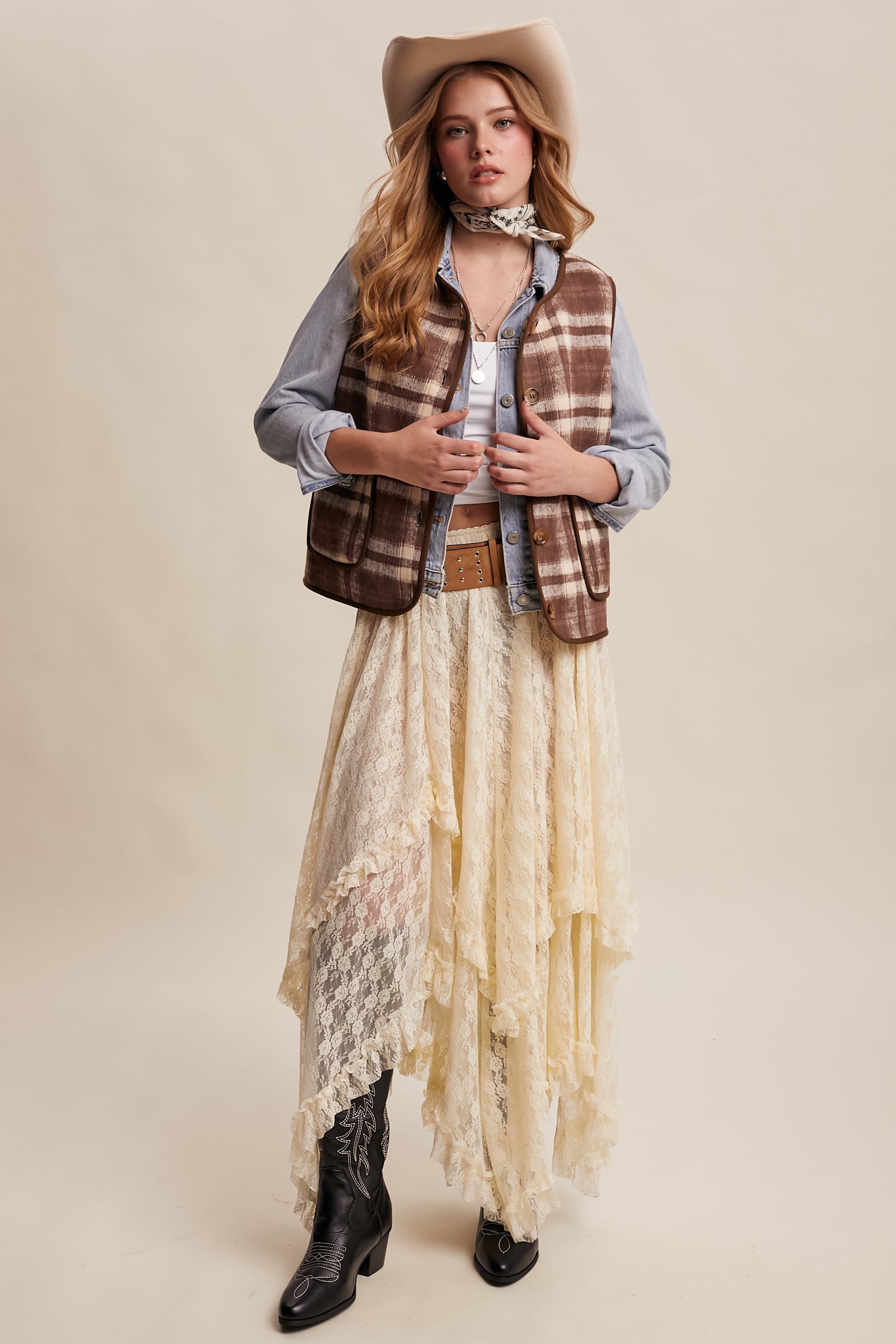 Big Sky plaid sherpa vest, view 4
