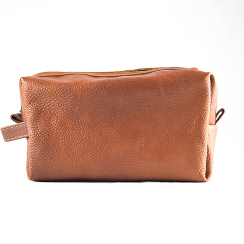 Top-grain leather dopp kit