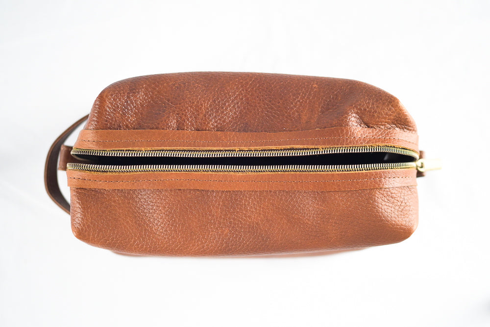 Top-grain leather dopp kit, view 2