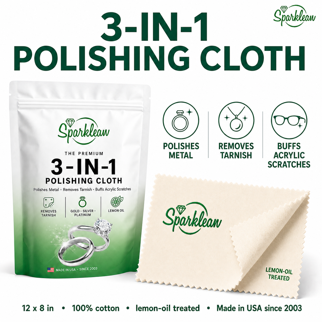 Sparklean® Professional Polishing Cloth — Removes tarnish & restores shine on all metals