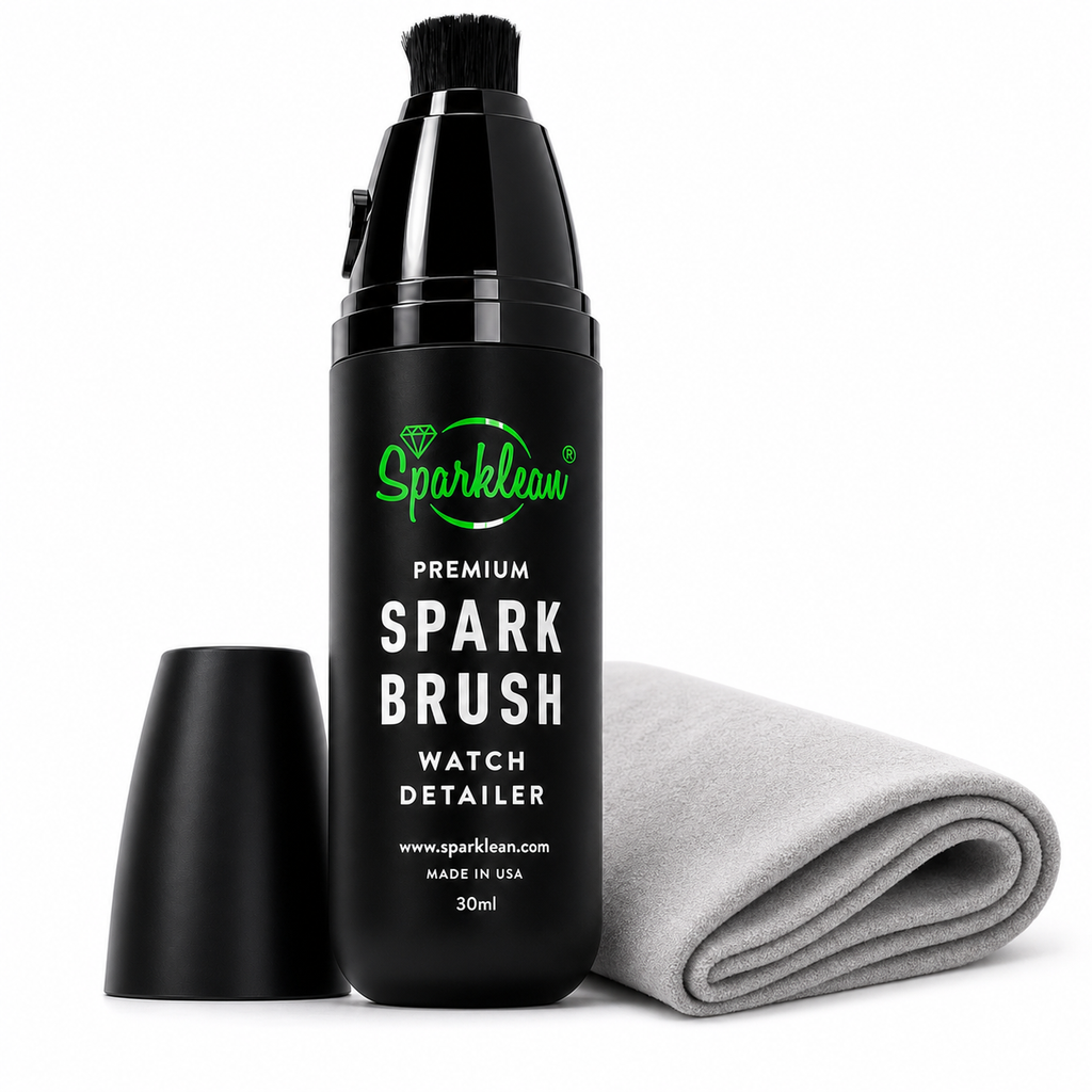 SparkBrush™ by Sparklean® — Soft-Bristle Watch & Jewelry Cleaner + Microfiber Cloth
