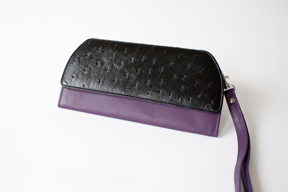 RFID Blocking Ostrich Print Clutch Wallet