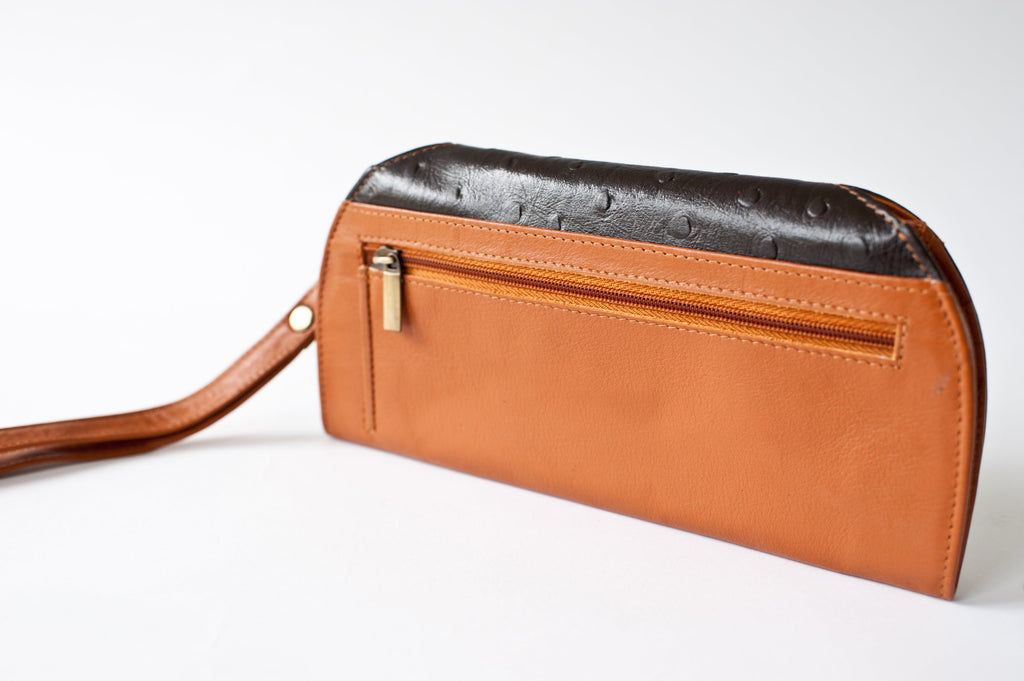 RFID Blocking Ostrich Print Clutch Wallet
