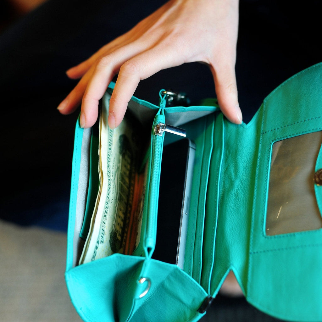 RFID Blocking Ostrich Print Clutch Wallet