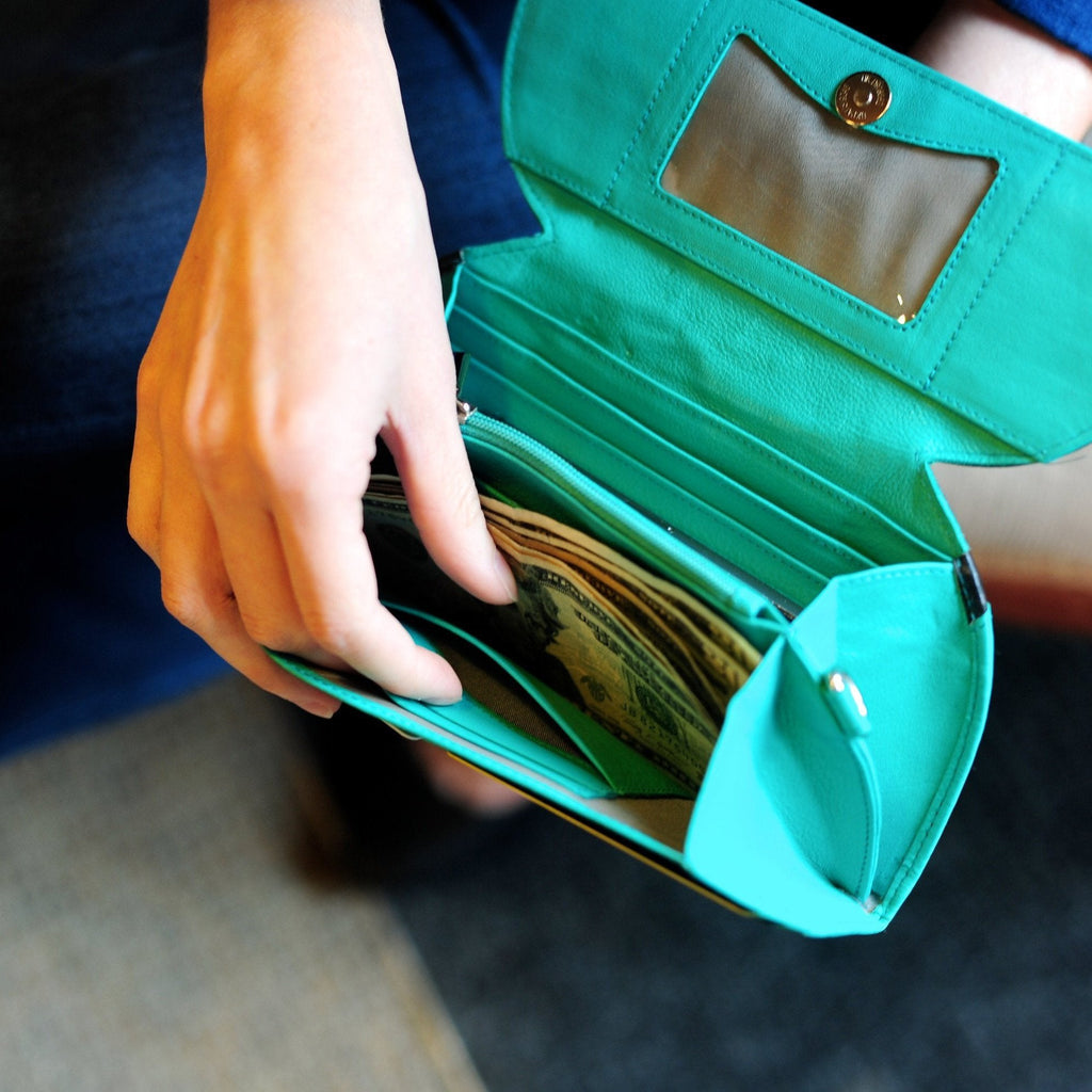 RFID Blocking Ostrich Print Clutch Wallet