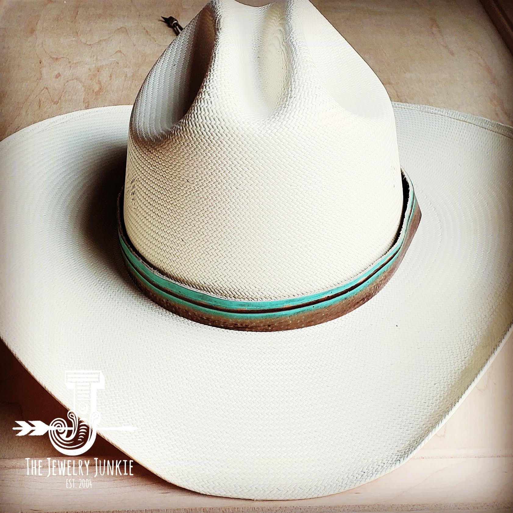 Turquoise Navajo Embossed Leather Hat Band