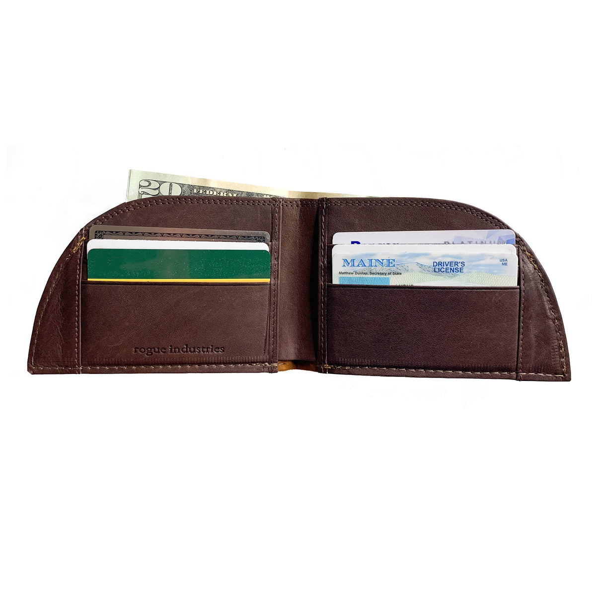 Horween bison leather front pocket wallet, view 3