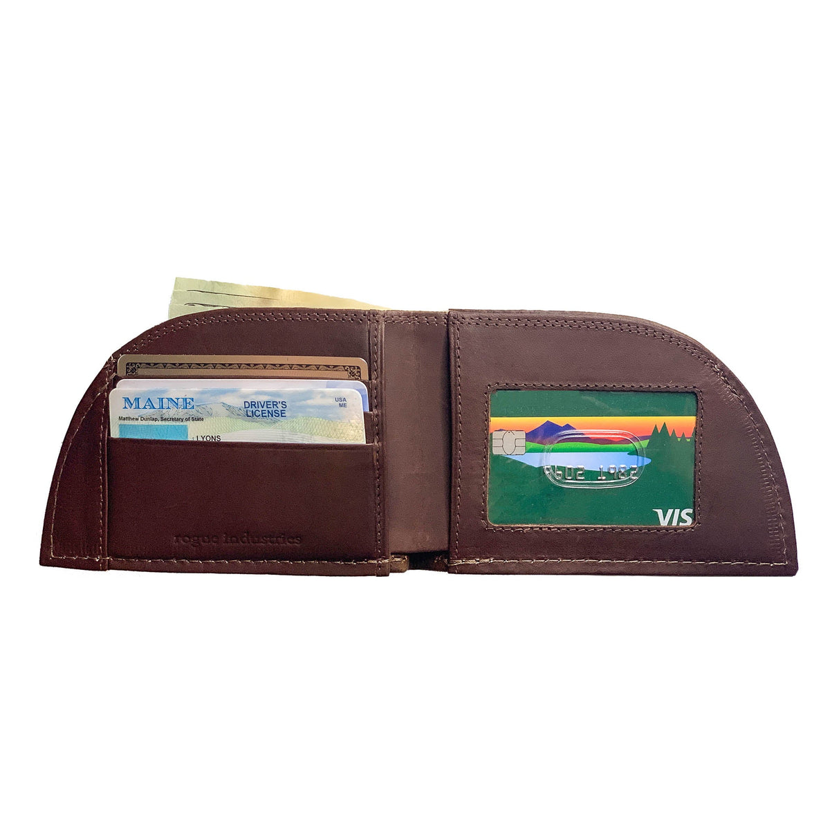 Horween bison leather front pocket wallet, view 5