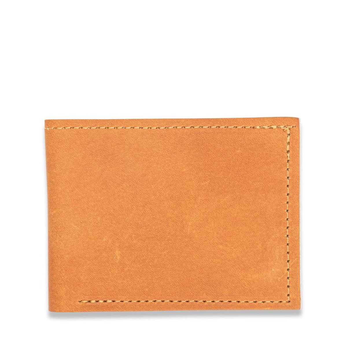 Heritage baseball glove leather billfold wallet in tan, closed