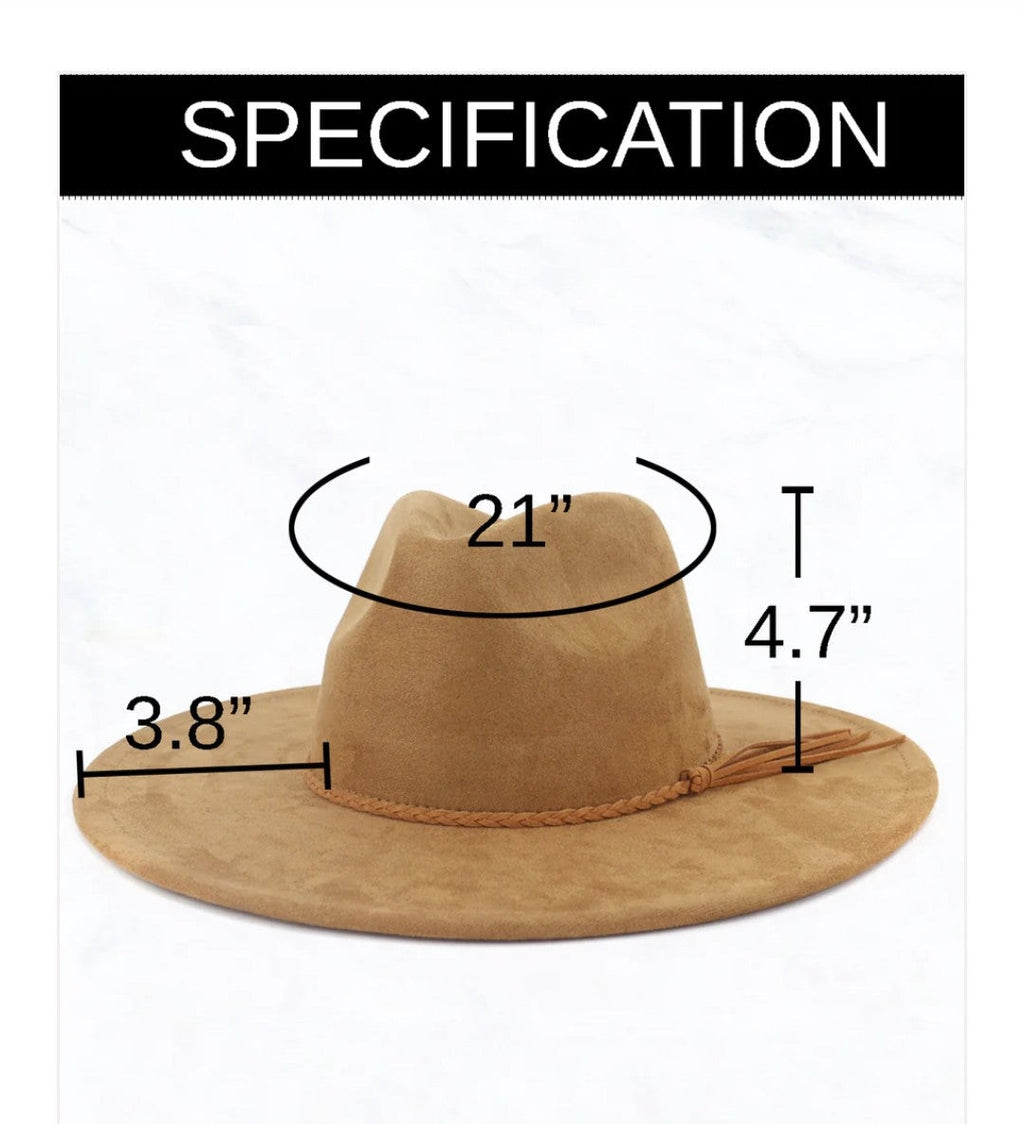 Taupe Boho Western Hat with Choice of Feather Hat Band