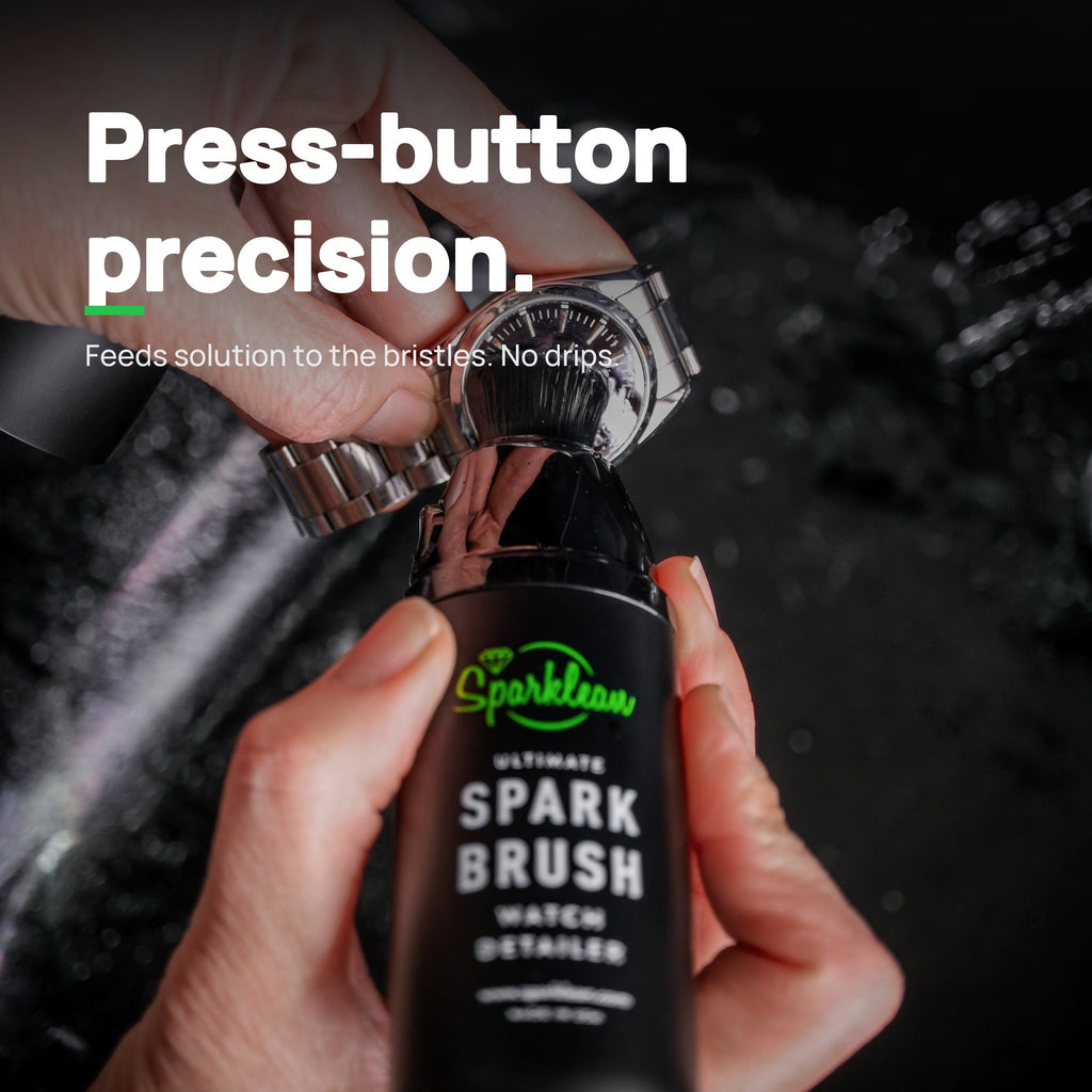 SparkBrush™ by Sparklean® — Soft-Bristle Watch & Jewelry Cleaner + Microfiber Cloth