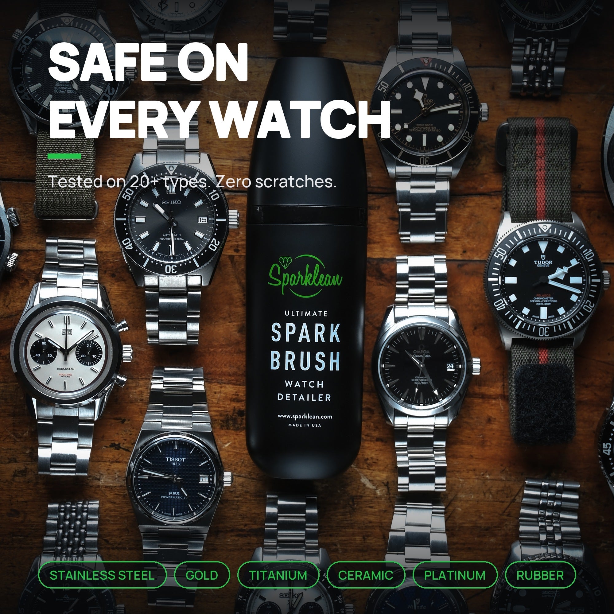 SparkBrush™ by Sparklean® — Soft-Bristle Watch & Jewelry Cleaner + Microfiber Cloth