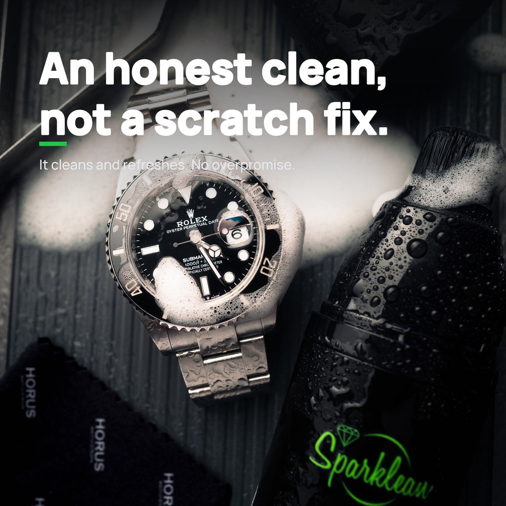 SparkBrush™ by Sparklean® — Soft-Bristle Watch & Jewelry Cleaner + Microfiber Cloth